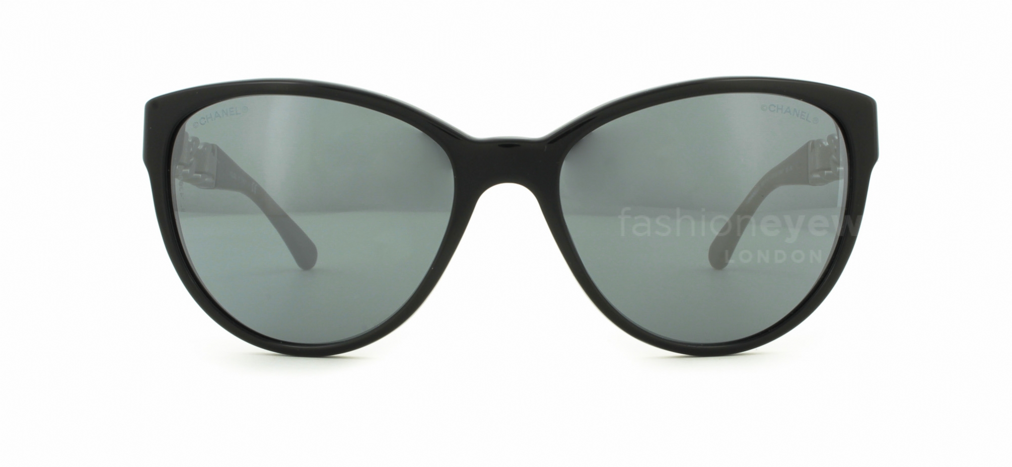Chanel 5215-Q Sunglasses Chanel Black 5215-Q Interlocking CC Leather & Chain Link  main image 4