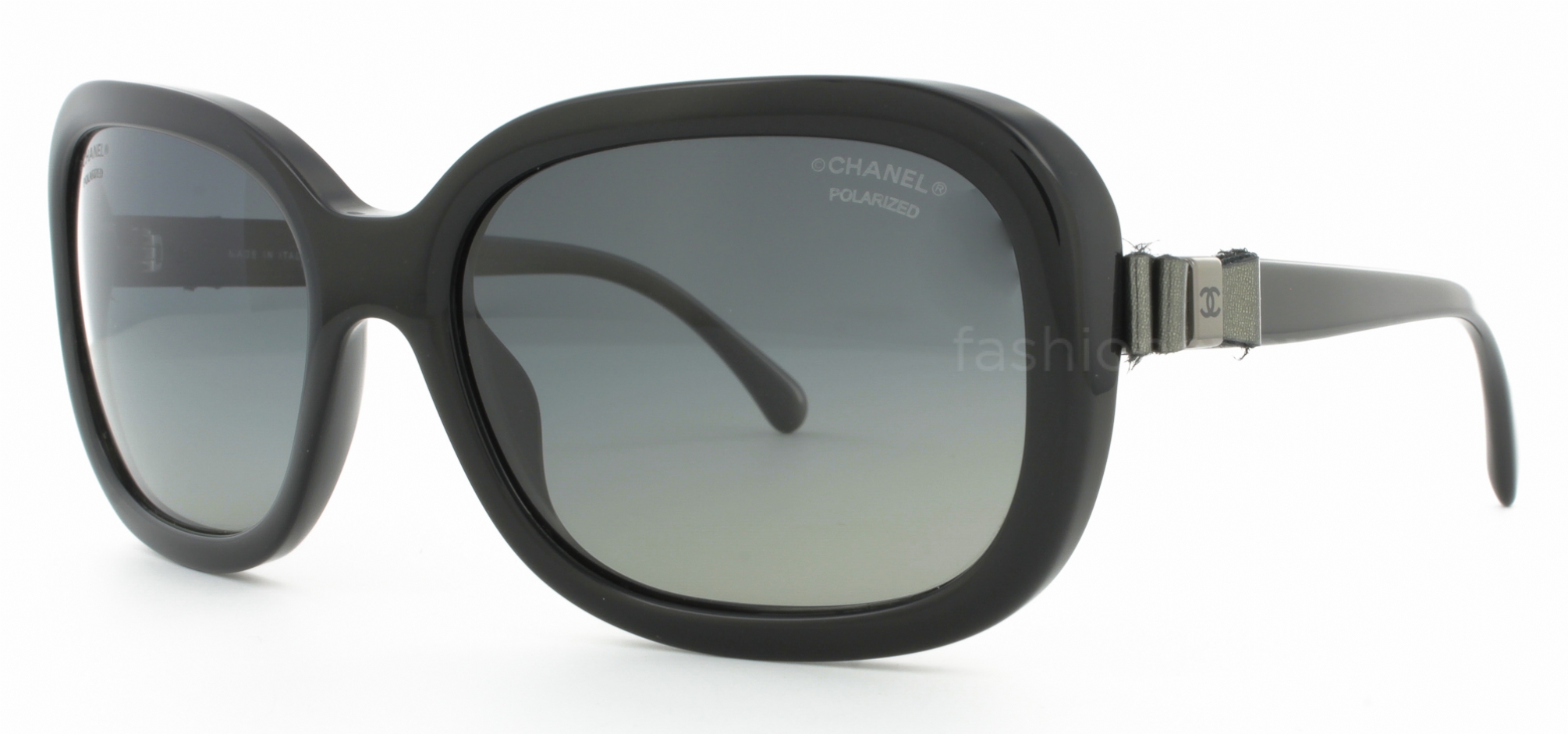CHANEL 5280-Q Beige Sunglasses with Black Bow New CHANEL 5280-Q c.714/S5 58mm Brown Havana Leather Bow  main image 2