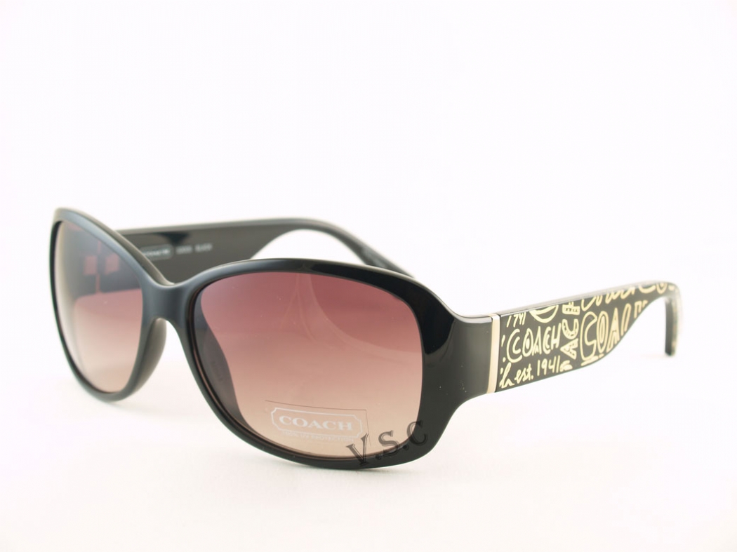 Coach S3005 Black Gradient Sunglasses Preowned Coach S3005 Gold Graffiti Script Logo Sunglasses Womens  main image 4