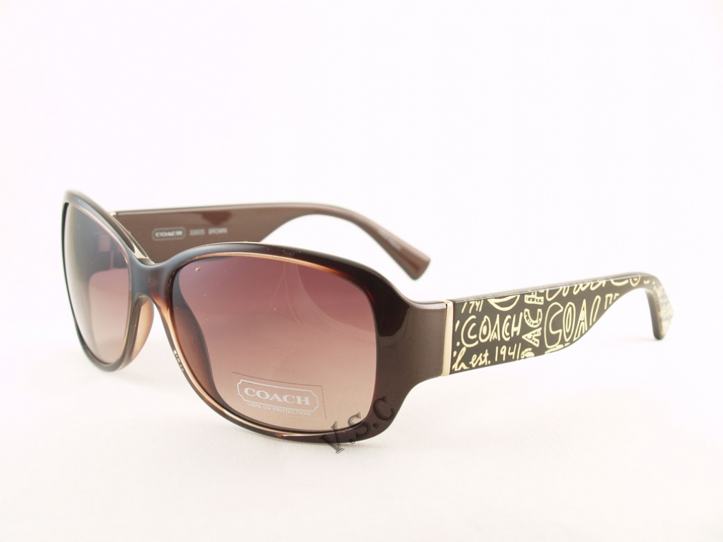 Coach Dark Brown Sunglasses S3005 with White Case and Cleaning Cloth Coach S3005 Sunglasses In Brown With White Coach Sunglasses  main image 2