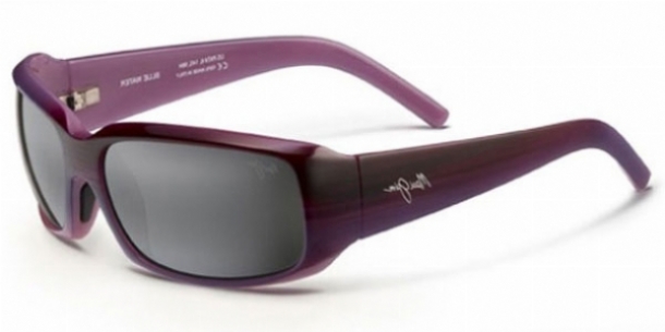 Maui Jim Blue Water 236-28B Polorised Sunglasses Maui Jim Blue Water 236 28B Purple Stripe Frame + Grey  main image 3